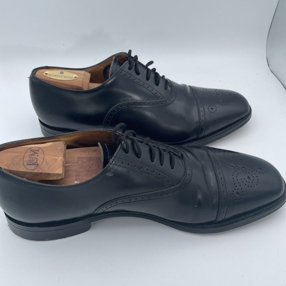William Chatsworth Black Wing Tip‎ Vintage Dress Shoes Made England 11D main image 7